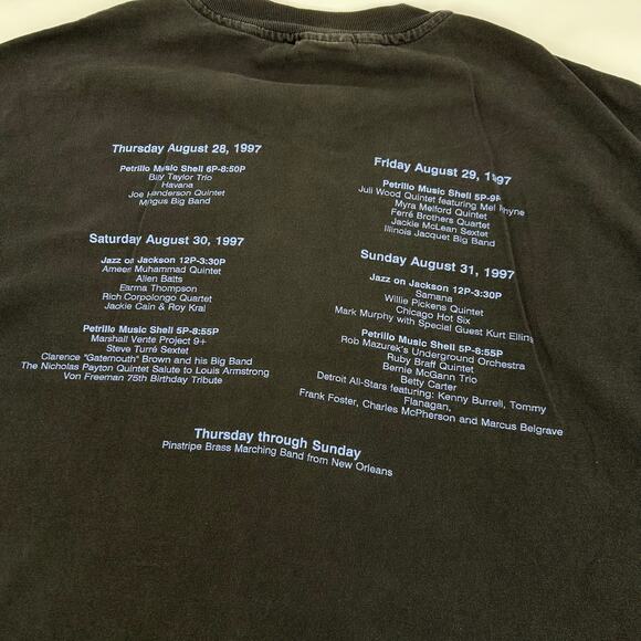 VTG 90s Mens Black Hanes Heavyweight Chicago Jazz Fest Single Stitch T Shirt 2XL - Picture 6 of 8